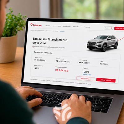 Simulação de financiamento de carros Bradesco