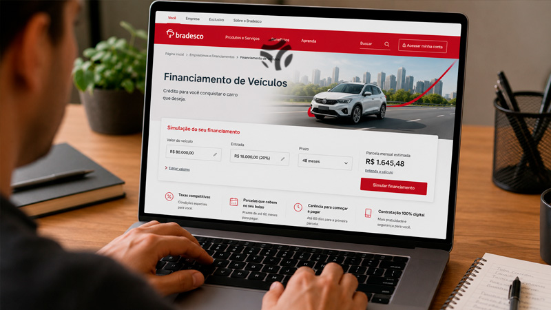 Financiamento de carro no Bradesco: como funciona, quem pode contratar, taxas, prazos e condições em 2026